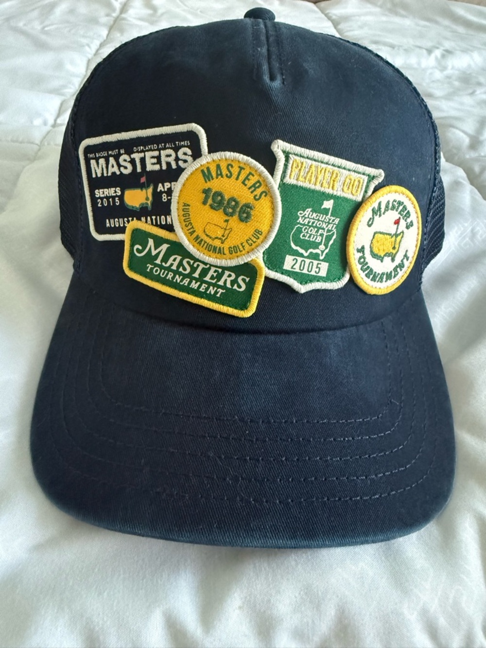2026 Masters Patch Navy Mesh Trucker Hat